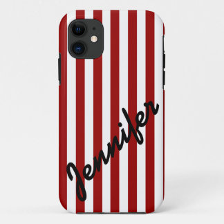 Capa Para iPhone Da Case-Mate Menina, Red Stripes com o Caso do Nome iPhone 5