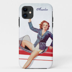 Capa Para iPhone Da Case-Mate Menina retro da mosca personalizada
