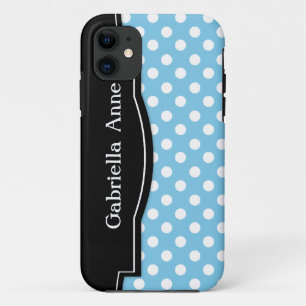 Capa Para iPhone Da Case-Mate Minúscula Bolinhas azul clara Imagem preta iPhone