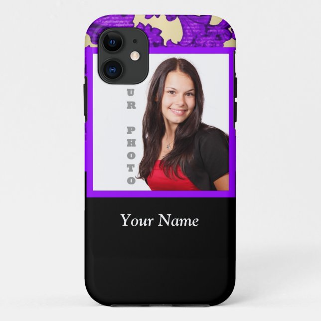 Capa Para iPhone Da Case-Mate Modelo de foto de damasco floral roxo (Verso)