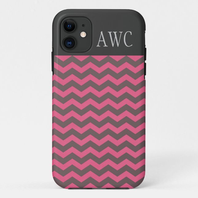 Capa Para iPhone Da Case-Mate Moderno, moderno, clássico rosa & café chevron (Verso)