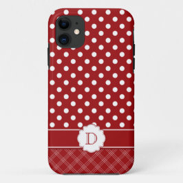 Capa Para iPhone Da Case-Mate Monograma branco vermelho feminino das bolinhas