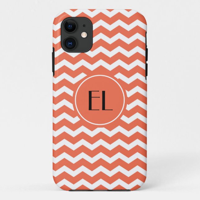 Capa Para iPhone Da Case-Mate Monograma Chevron Tangerina/capas de iphone Laranj (Verso)