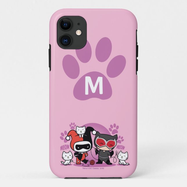 Capa Para iPhone Da Case-Mate Monograma Chibi Harley Quinn E Mulher-Gato Com Gat (Verso)