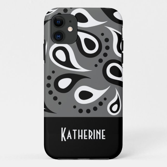 Capa Para iPhone Da Case-Mate Monograma chique moderno do costume do teste (Verso)