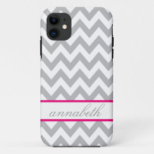 Capa Para iPhone Da Case-Mate Monograma cinzento e branco do rosa quente de