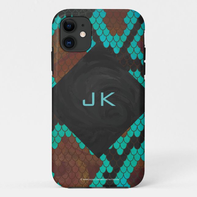 Capa Para iPhone Da Case-Mate Monograma Cobra Brown e Teal Impressão (Verso)
