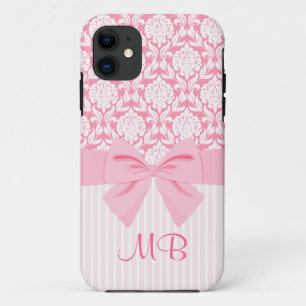 Capa Para iPhone Da Case-Mate Monograma cor-de-rosa elegante feminino do arco do