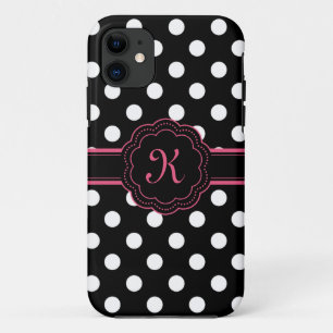 Capa Para iPhone Da Case-Mate Monograma de Bolinhas Cor-de-Rosa Preta
