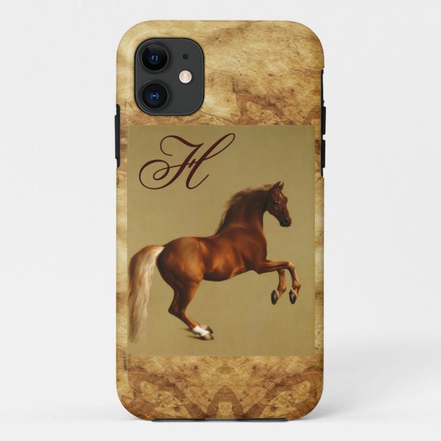 Capa Para iPhone Da Case-Mate Monograma de Pergaminho de RED HORSE (Verso)