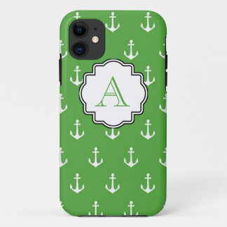 Capa Para iPhone Da Case-Mate Monograma do impressão da âncora do verde de