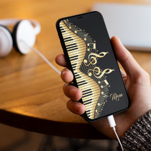 Capa Para iPhone Da Case-Mate Monograma Elegante Black E Dourado Music Notes Des