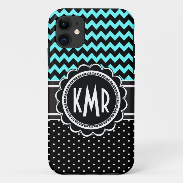 Capa Para iPhone Da Case-Mate Monograma elegante retro de Chevron do encanto das (Verso)