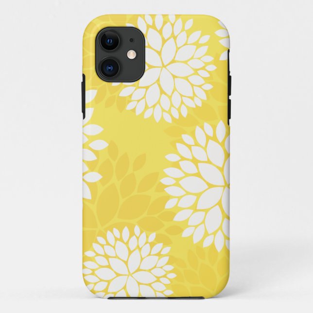Capa Para iPhone Da Case-Mate Monograma floral branco amarelo (Verso)