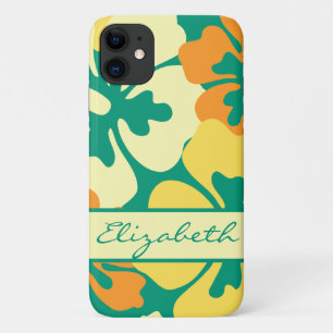 Capa Para iPhone Da Case-Mate Monograma floral do teste padrão do hibiscus