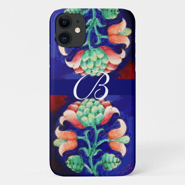 CAPA PARA iPhone DA Case-Mate MONOGRAMA FLORAL VERDE AZUL PINTA (Verso)