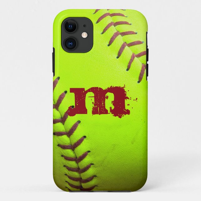 Capa Para iPhone Da Case-Mate Monograma IPHONE 5 do Softball Yellow Fast Pitch (Verso)