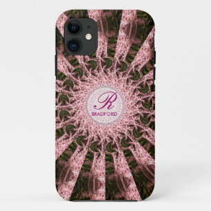 Capa Para iPhone Da Case-Mate Monograma Nome Fractal Rosa Spiral Art Personaliza