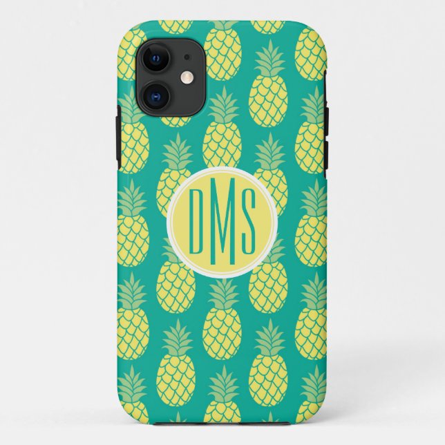 Capa Para iPhone Da Case-Mate Monograma Pastel dos abacaxis | (Verso)