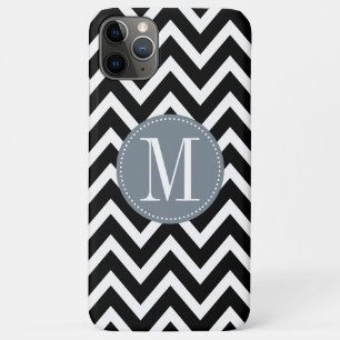 Capa Para iPhone Da Case-Mate Monograma Personalizado de cinza e Chevron Negro