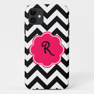 Capa Para iPhone Da Case-Mate Monograma Personalizado Neon-Pink com Padrão Zigza