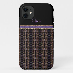 Capa Para iPhone Da Case-Mate monograma roxo Dourado preto da folha de prova da
