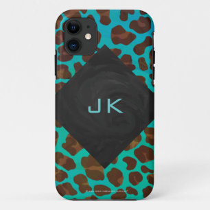 Capa Para iPhone Da Case-Mate Monograma Teal e Brown Leopardo