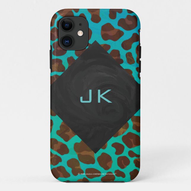 Capa Para iPhone Da Case-Mate Monograma Teal e Brown Leopardo (Verso)