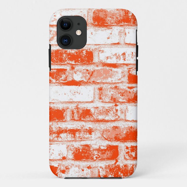Capa Para iPhone Da Case-Mate Muro de tijolos branco e laranja (Verso)