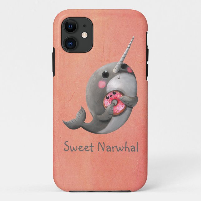 Capa Para iPhone Da Case-Mate Narwhal tímido com rosquinha (Verso)