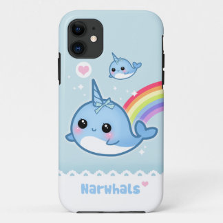 Capa Para iPhone Da Case-Mate Narwhals de Kawaii com arco-íris