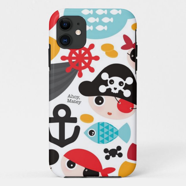 Capa Para iPhone Da Case-Mate Navigação retro da ilustração dos piratas (Verso)