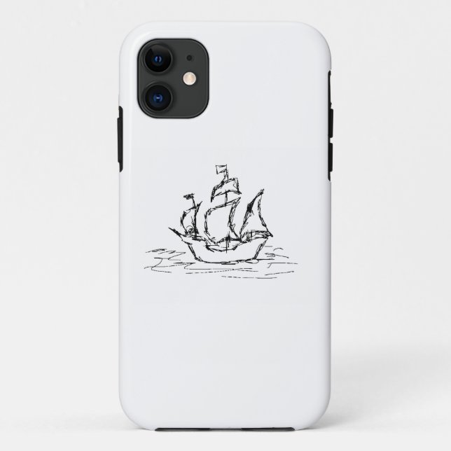 Capa Para iPhone Da Case-Mate Navio de pirata. Preto e branco. (Verso)