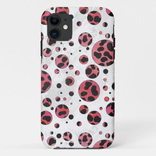 Capa Para iPhone Da Case-Mate Negro e Vermelho Dalmáticos com Bolinhas