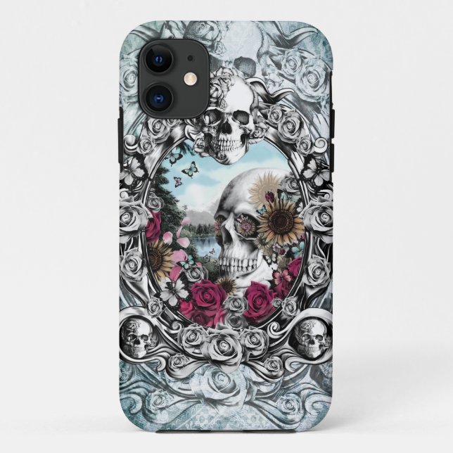 Capa Para iPhone Da Case-Mate No crânio da paisagem do espelho (Verso)