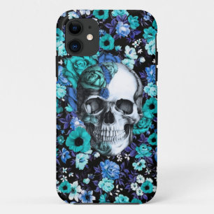 Capa Para iPhone Da Case-Mate No crânio floral azul da flor