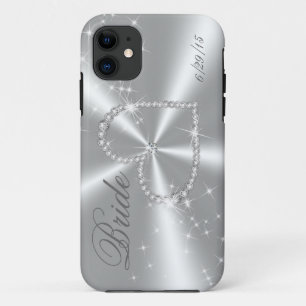 CAPA PARA iPhone DA Case-Mate NOIVA - CORAÇÃO DO DIAMANTE NO CETIM DE PRATA