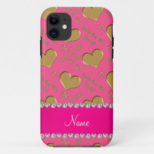Capa Para iPhone Da Case-Mate Nome cor-de-rosa corações em ouro festa de solteir