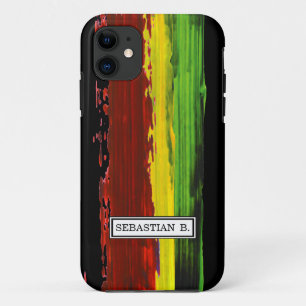 Capa Para iPhone Da Case-Mate Nome do costume da listra da pintura de Rastafari