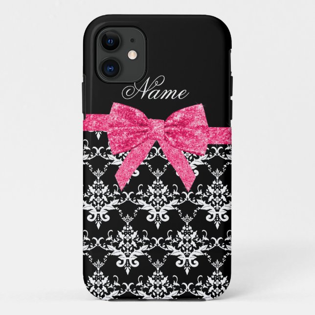 Capa Para iPhone Da Case-Mate Nome personalizado arco brilhante preto branco dam (Verso)