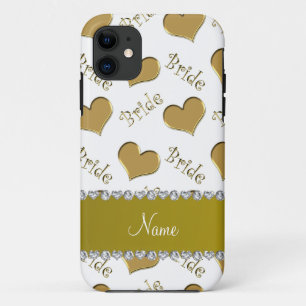 Capa Para iPhone Da Case-Mate Nome personalizado corações de noiva de ouro branc