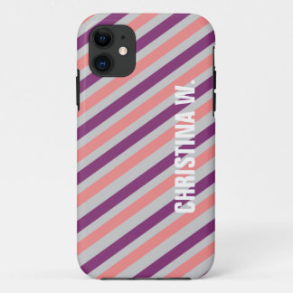 Capa Para iPhone Da Case-Mate Nome personalizado de padrão de faixa roxa rosa