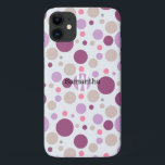 Capa Para iPhone Da Case-Mate Nome Personalizado do Bolinhas Roxo Plum<br><div class="desc">Simples bolinhas divertidas em lilás doce, ameixa roxa e bege. Todos os produtos personalizáveis com padrões populares e de tendência: sem capas de telefone de fusível. Estas legal capas de galáxias são feitas com o design têxtil moderno de Webgrl em várias cores. . Personalize com seu nome, iniciais, monograma, logotipo...</div>