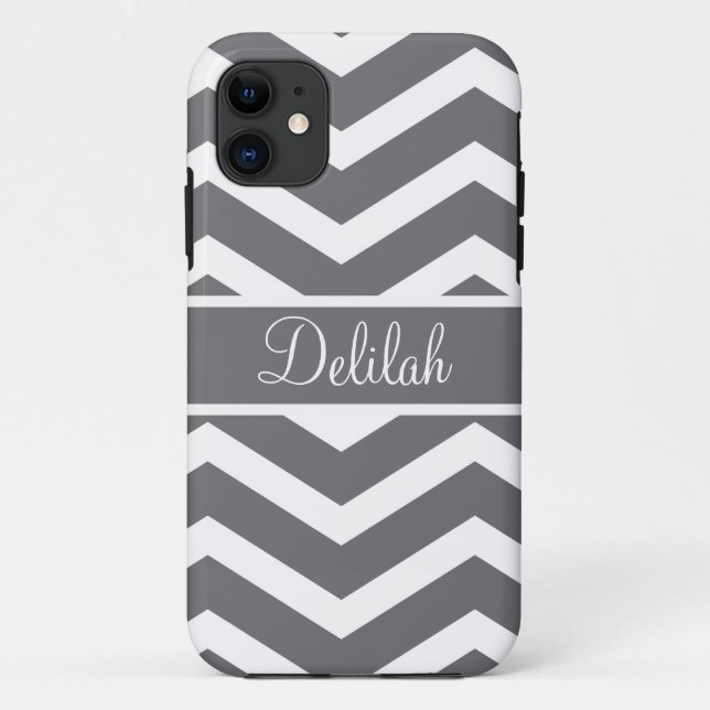 Capa Para iPhone Da Case-Mate Nome Personalizado do Cevron da cinza (Verso)
