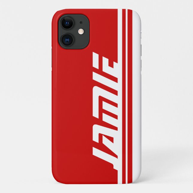 Capa Para iPhone Da Case-Mate Nome personalizado dos esportes em banda vermelha  (Verso)