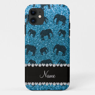 Capa Para iPhone Da Case-Mate Nome personalizado elefantes de brilho azul-céu