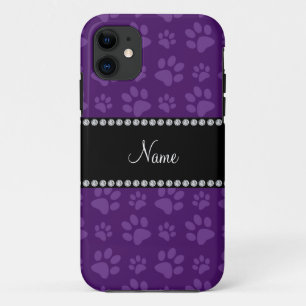 Capa Para iPhone Da Case-Mate Nome personalizado impressões de pata roxa de cão