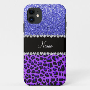 Capa Para iPhone Da Case-Mate Nome personalizado leopardo roxo brilho azul