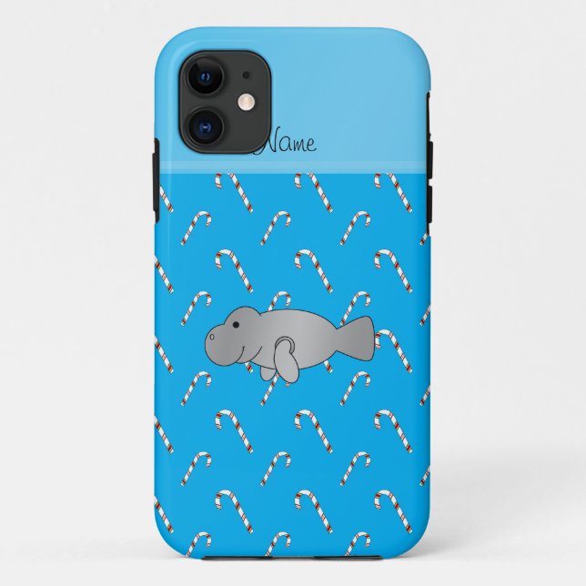 Capa Para iPhone Da Case-Mate Nome personalizado manate canas doces azuis (Verso)