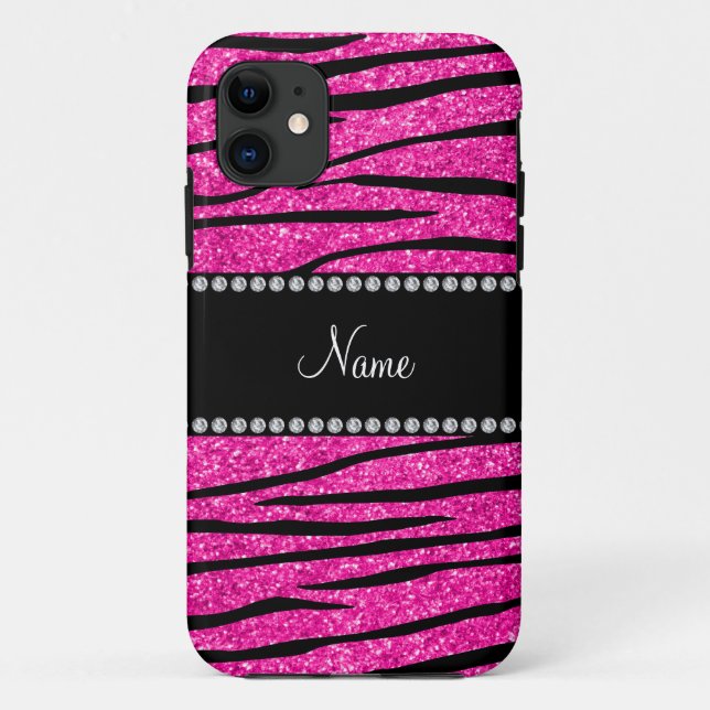 Capa Para iPhone Da Case-Mate Nome personalizado: neon hot pink glitter strips (Verso)